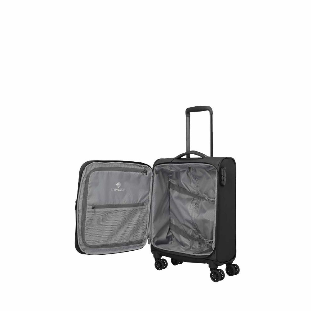 Travelite Umbria Black 4 Doppelrollen Trolley S 55 cm