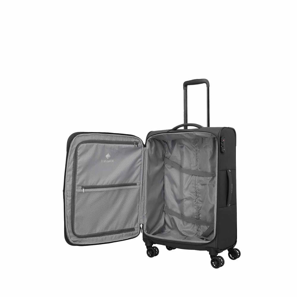 Travelite Umbria Black 4 Doppelrollen Trolley M 67 cm