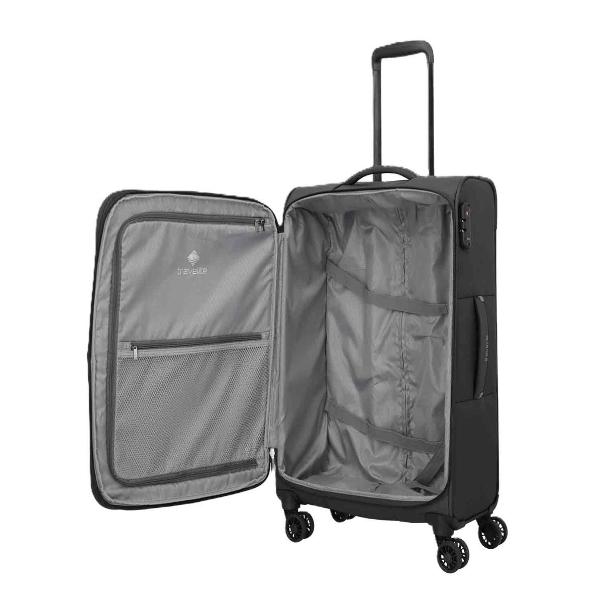 Travelite Umbria Black 4 Doppelrollen Trolley L 77 cm
