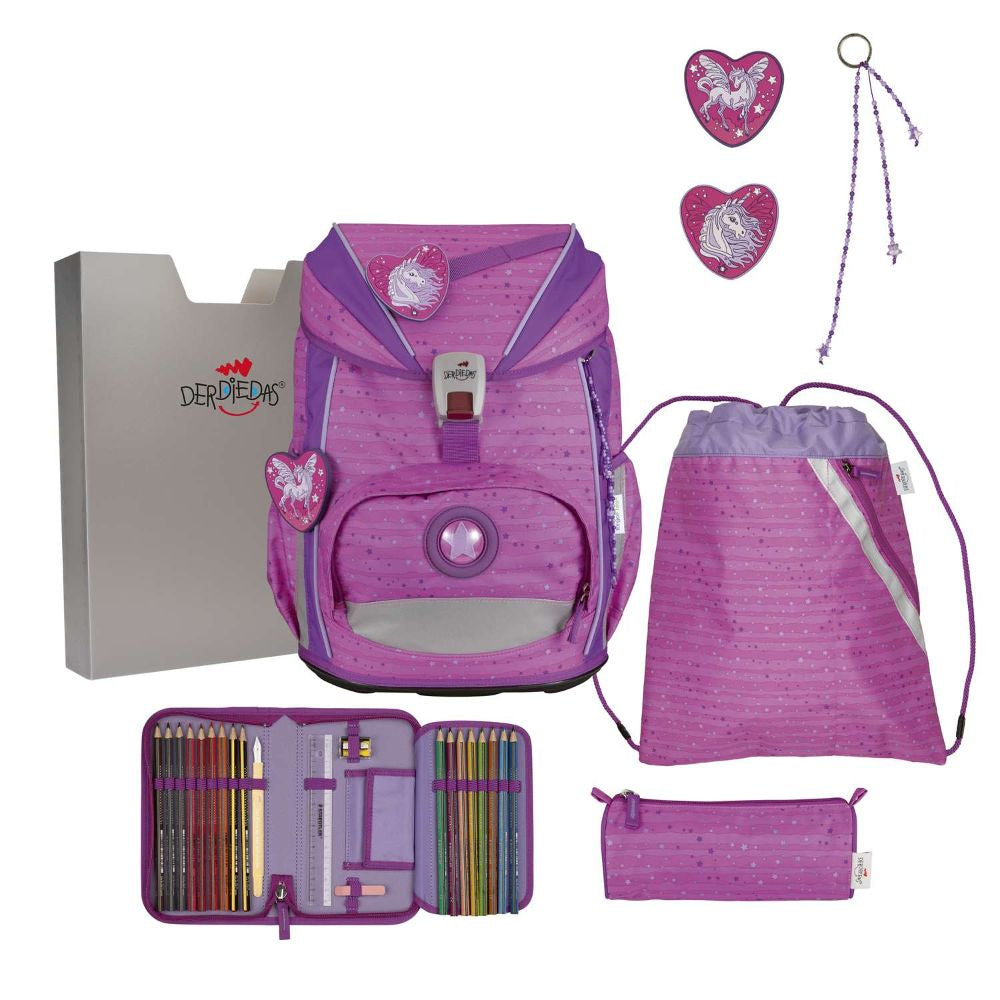 DerDieDas ErgoFlex Light Purple Unicorn Schulrucksack Set 5tlg.