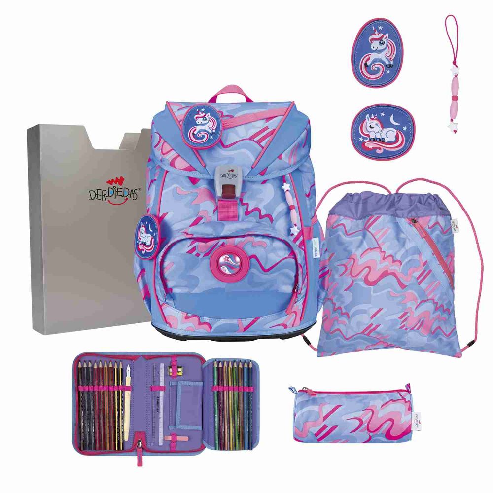DerDieDas ErgoFlex Light Superflash Exklusiv Magic Unicorn Schulrucksack Set 5tlg.