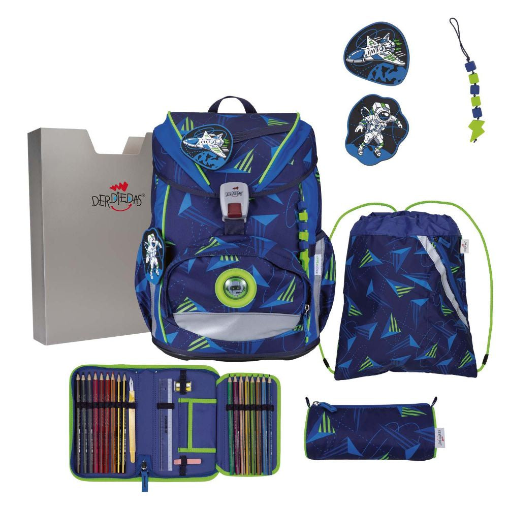 DerDieDas ErgoFlex Light LED Exklusiv Moon Mission Schulrucksack Set 5tlg.