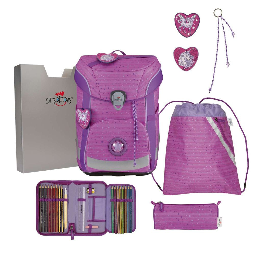 DerDieDas ErgoFlex Easy Purple Unicorn Schulranzen Set 5tlg.