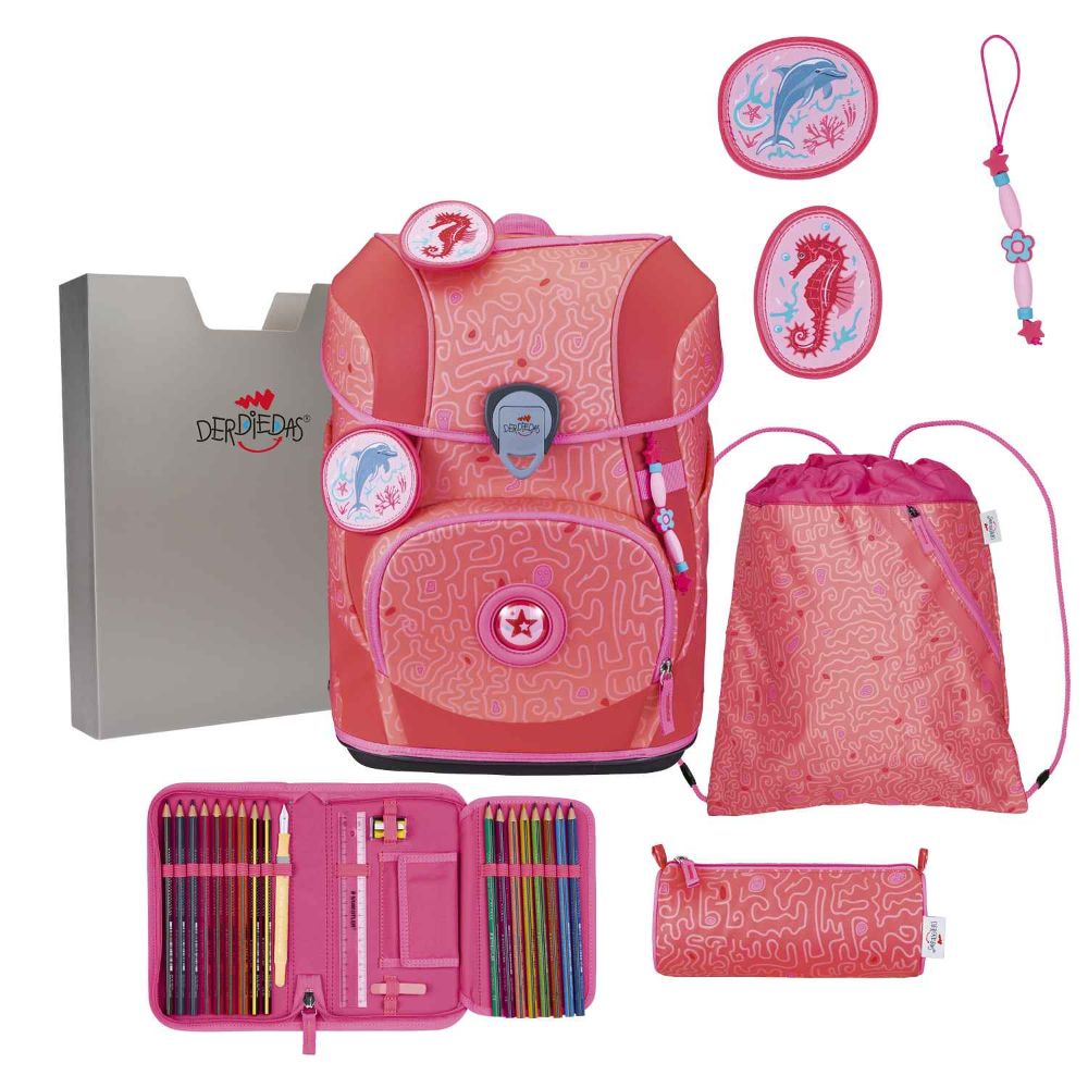 DerDieDas ErgoFlex Tiny Superflash Exklusiv Coral Reef Schulranzen Set 5tlg.