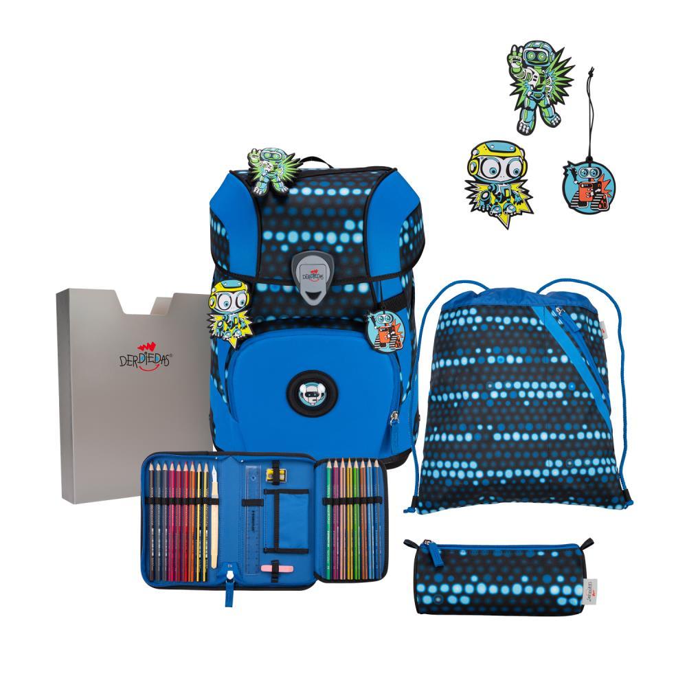DerDieDas ErgoFlex Tiny Superflash Blue Robot Limited Edition Schulranzen Set 5tlg.