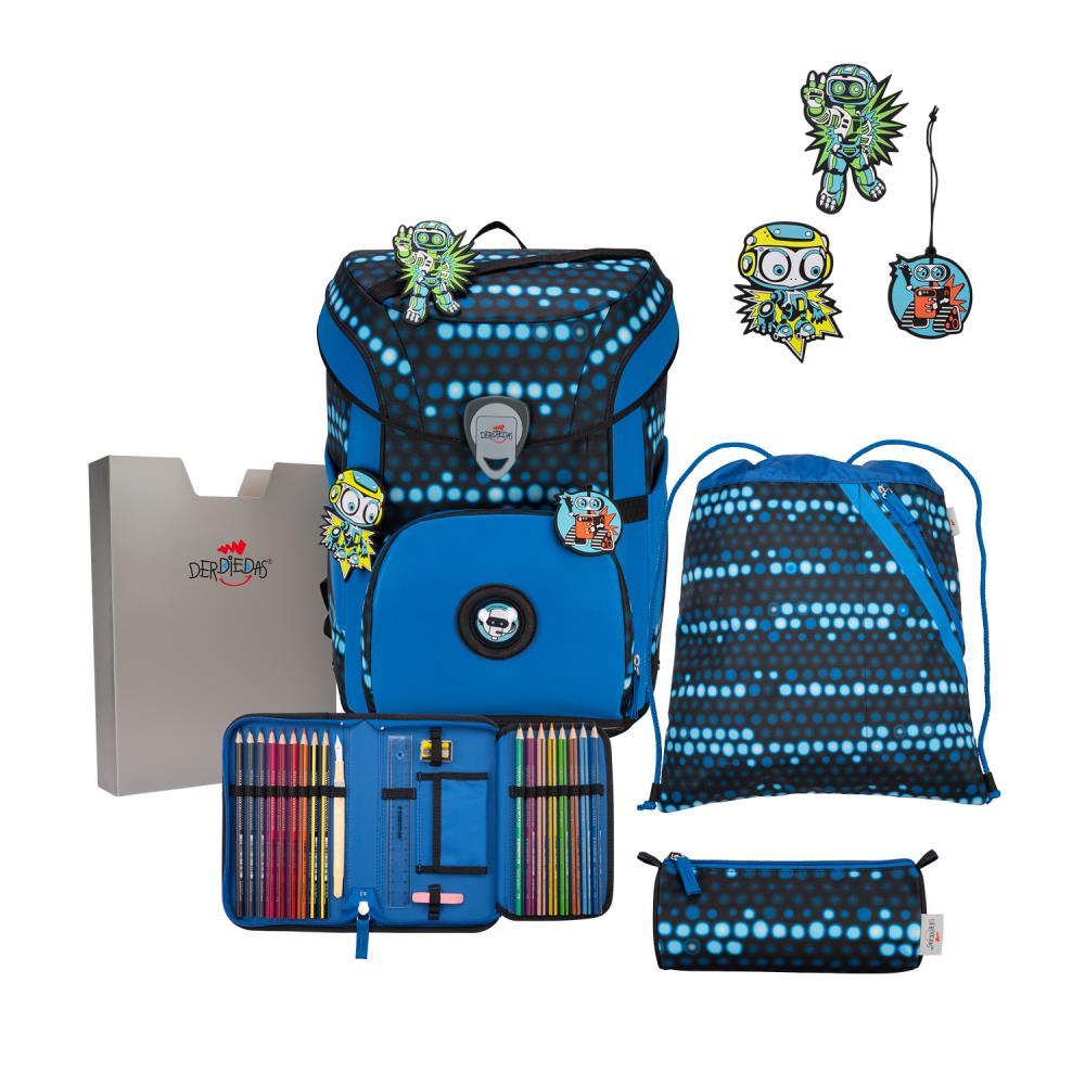 DerDieDas ErgoFlex Easy Superflash Blue Robot Limited Edition Schulranzen Set 5tlg.