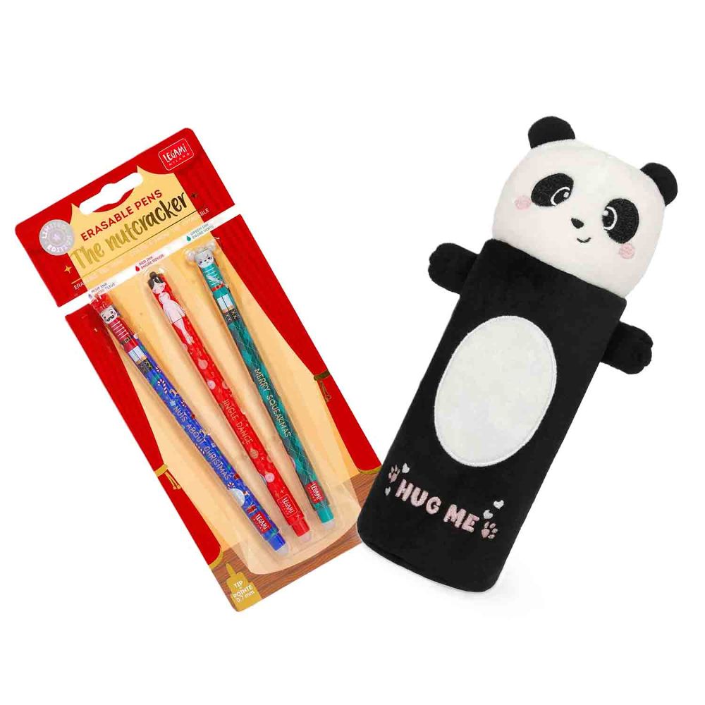 Legami Stifte Etui Plüsch Panda Weihnachtsedition Set 2tlg.