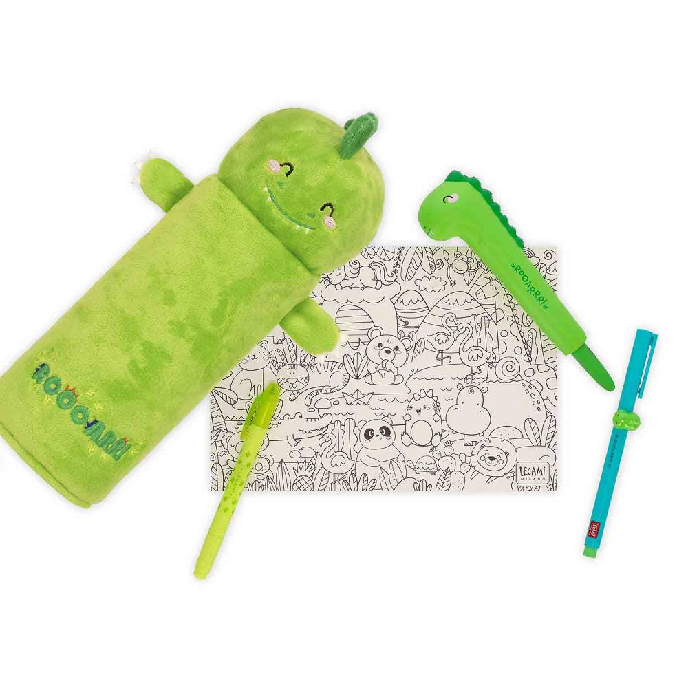 Legami Stifte Etui Plüsch Dino Weihnachtsedition Set 2tlg.