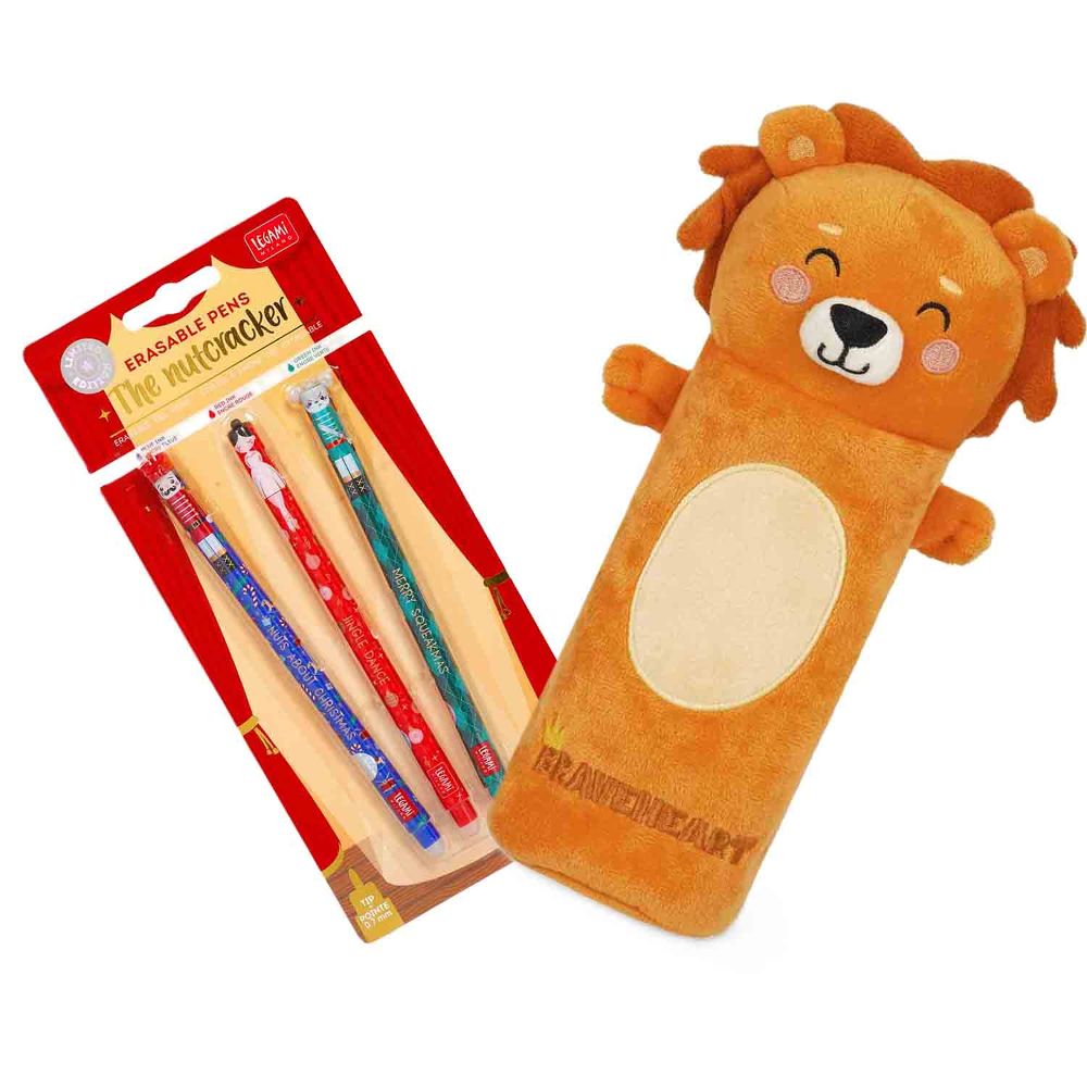 Legami Stifte Etui Plüsch Löwe Weihnachtsedition Set 2tlg.
