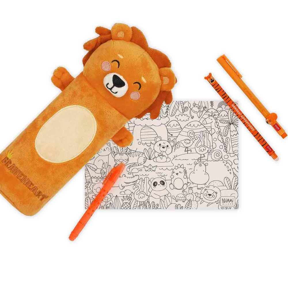 Legami Stifte Etui Plüsch Löwe Weihnachtsedition Set 2tlg.