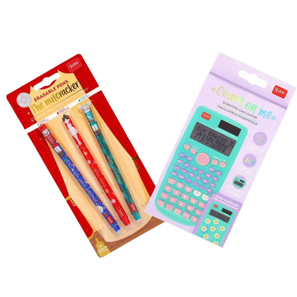 Legami Stifte Taschenrechner Daisy Weihnachtsedition Set 2tlg.