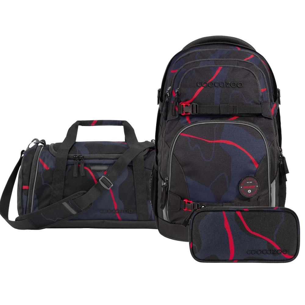 Coocazoo Porter Lava Lines Schulrucksack Set 3tlg.