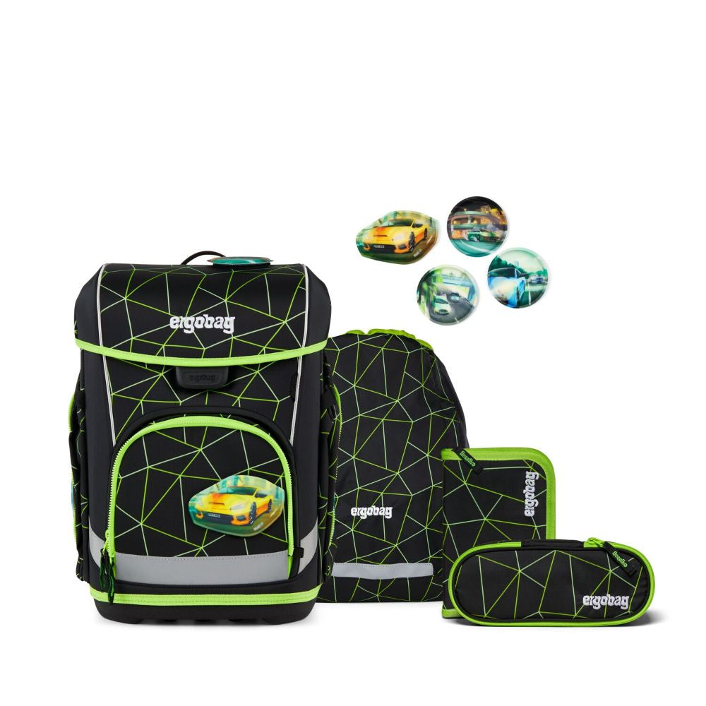 Ergobag Cubo Light CyBär Race Color Flash Edition Schulranzen Set 5tlg.