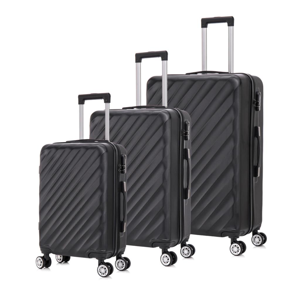 Herolite New York Schwarz 4-Doppelrollen Trolley Set 3tlg.