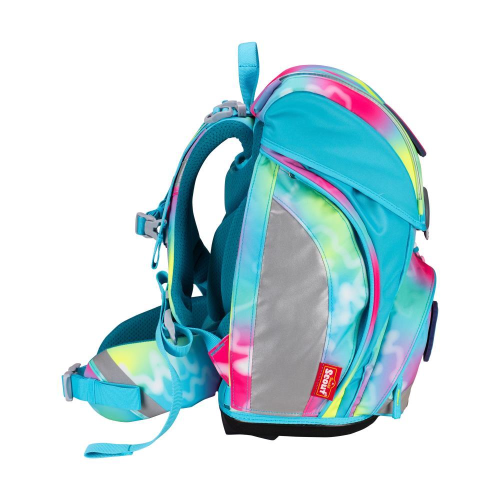 Scout Exklusiv Alpha Safety Light Happy Rainbow Schulrucksack Set 5tlg.