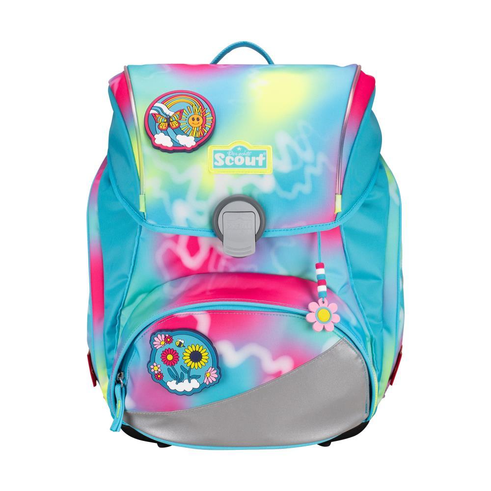 Scout Exklusiv Alpha Safety Light Happy Rainbow Schulrucksack Set 5tlg.