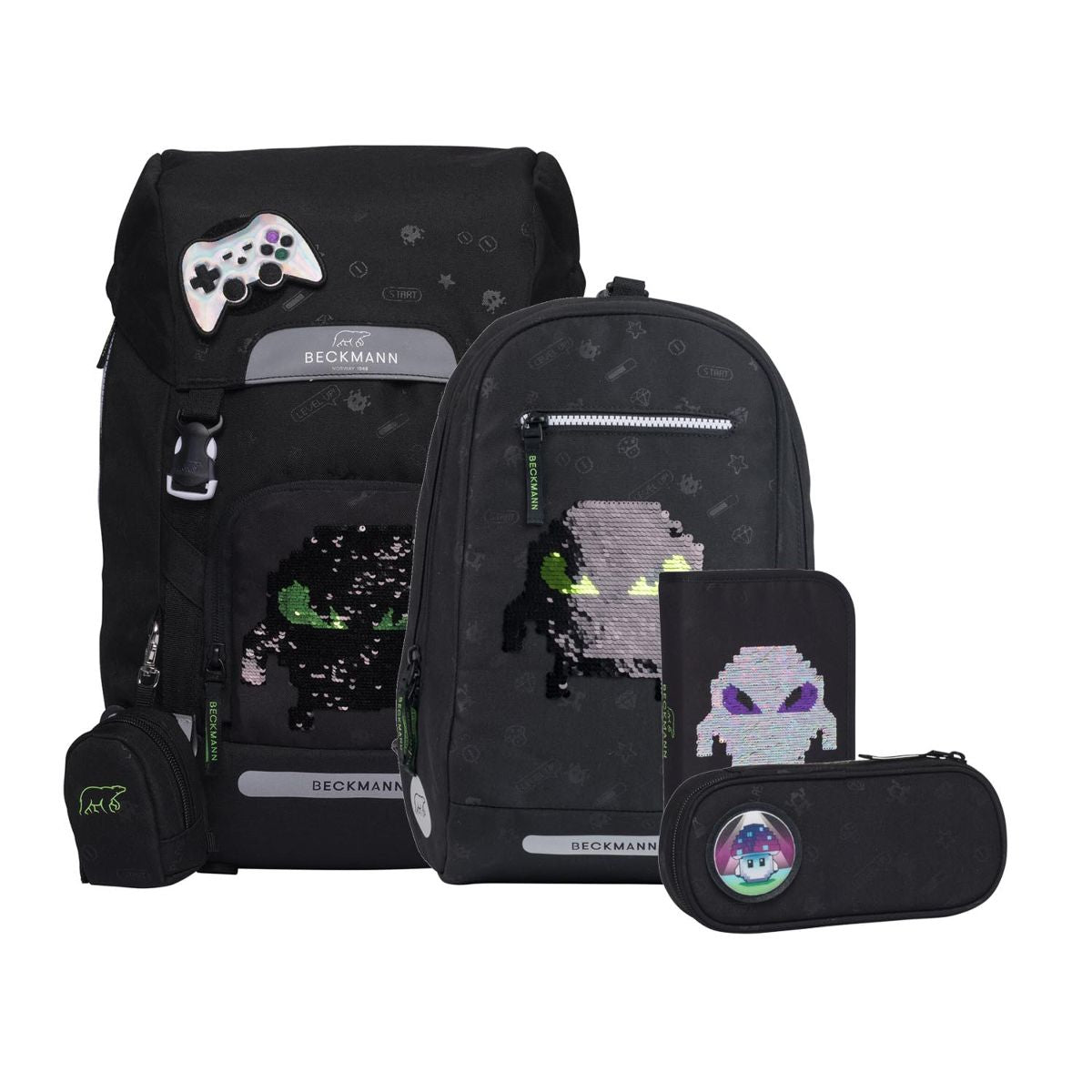 Beckmann Classic Maxi Pixel Schulrucksack Set 6tlg.