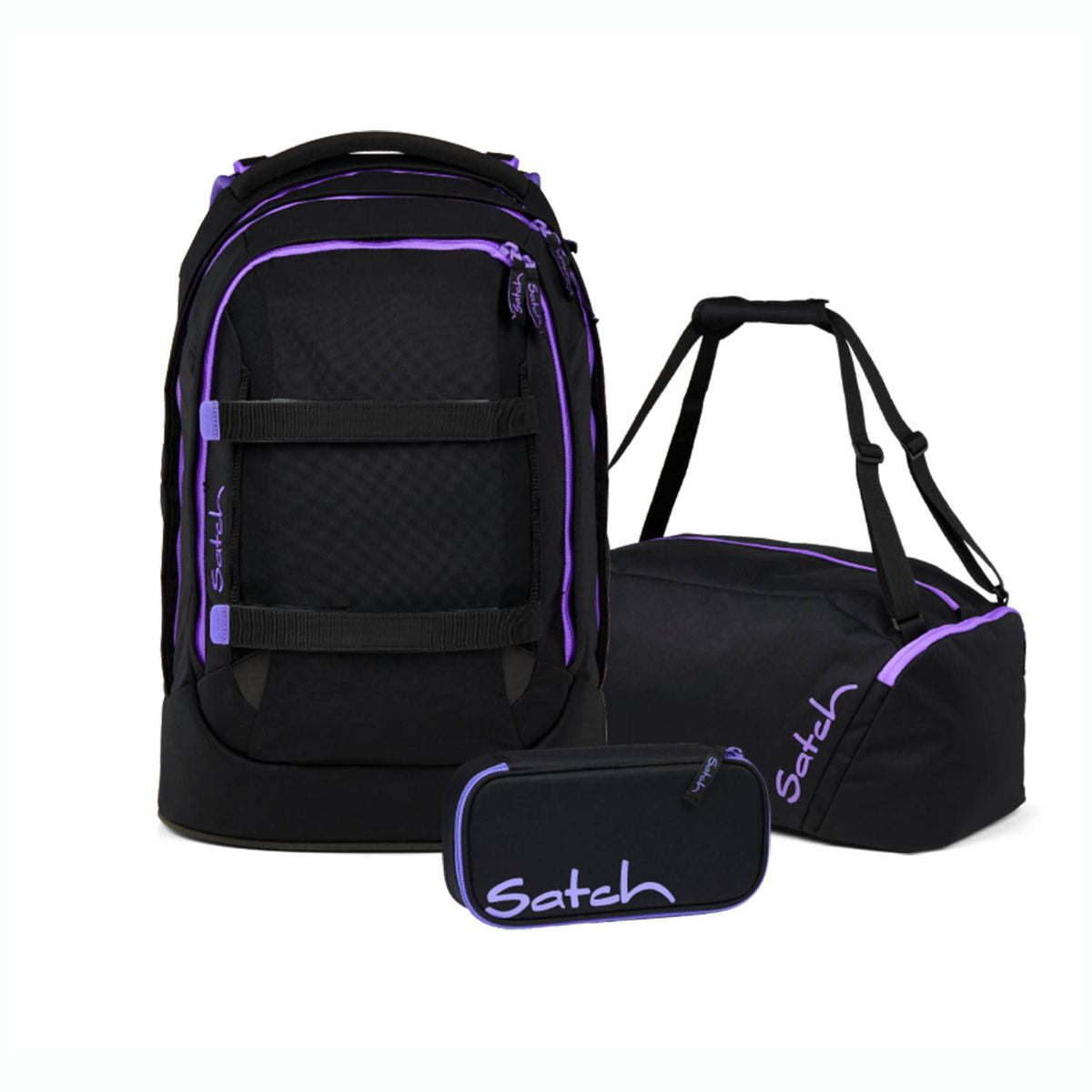 Satch Pack Purple Phantom Schulrucksack Set 3tlg.