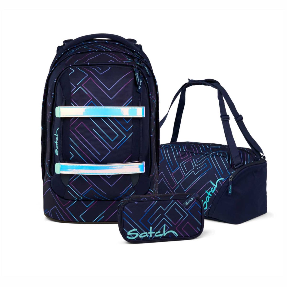 Satch Pack Purple Laser Schulrucksack Set 3tlg.