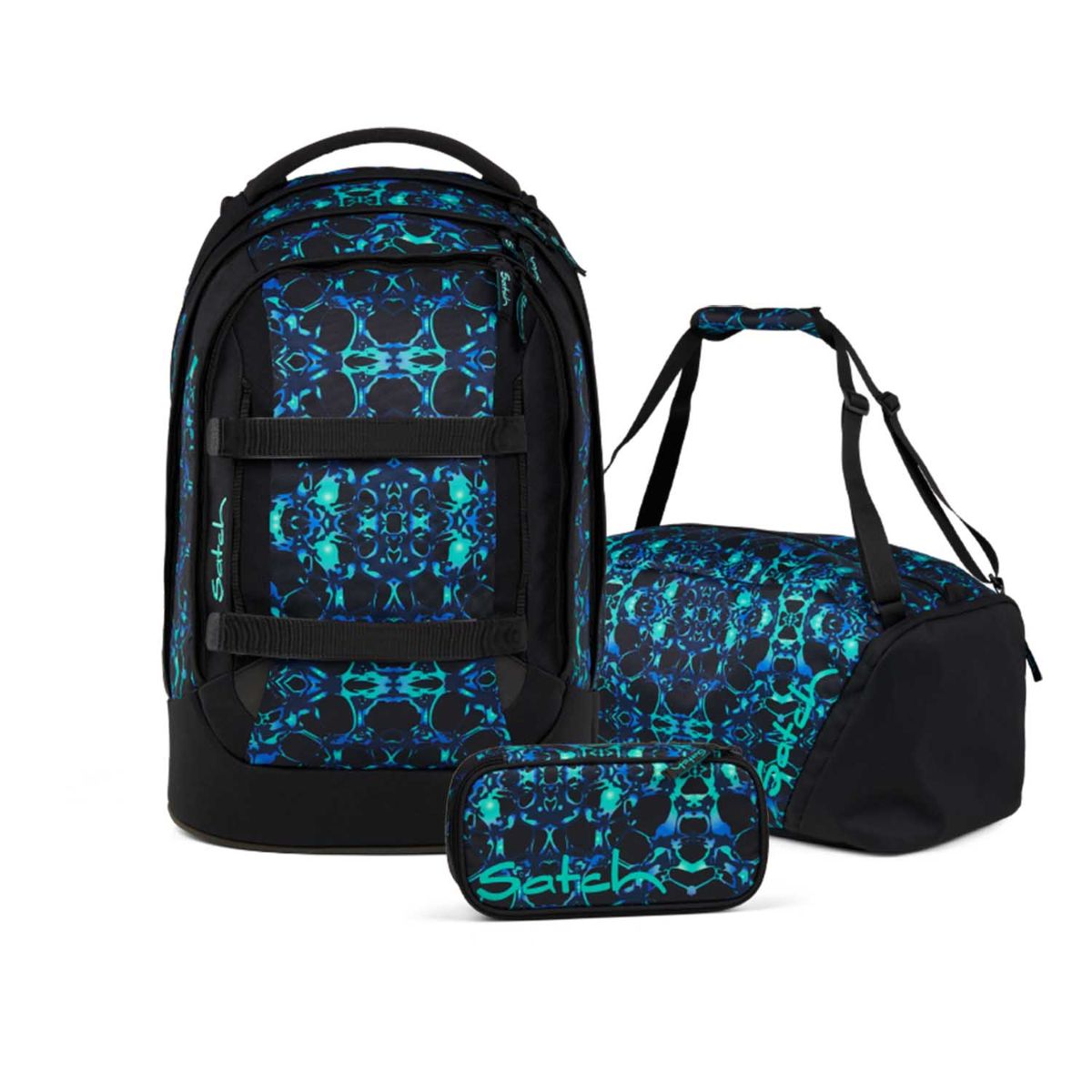 Satch Pack Caleido Blue Schulrucksack Set 3tlg.