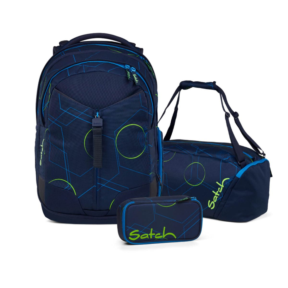 Satch Match Blue Tech Schulrucksack Set 3tlg.