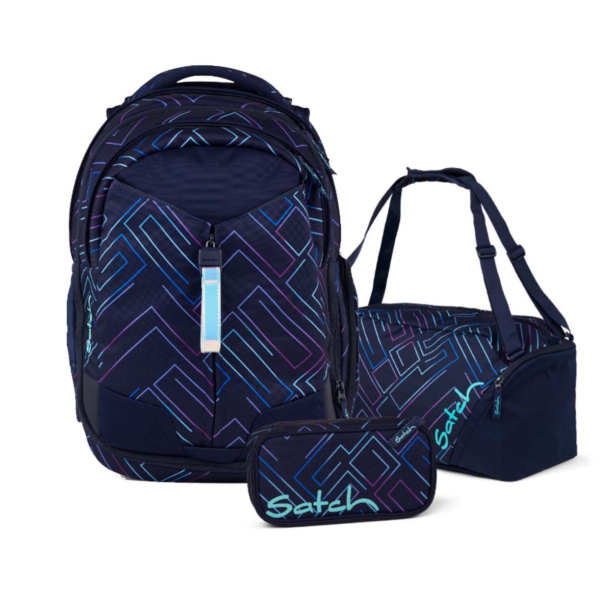 Satch Match Purple Laser Schulrucksack Set 3tlg.