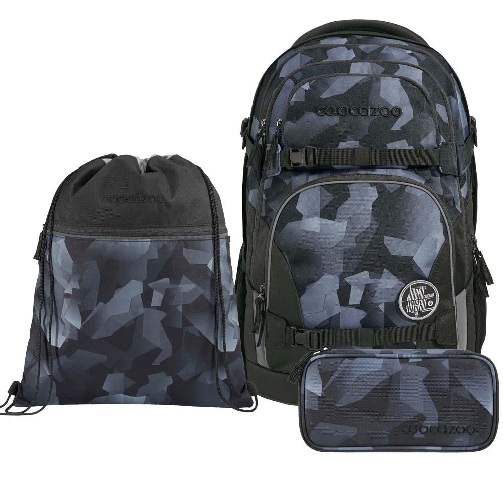 Coocazoo Porter Grey Rocks Schulrucksack Set 3tlg.