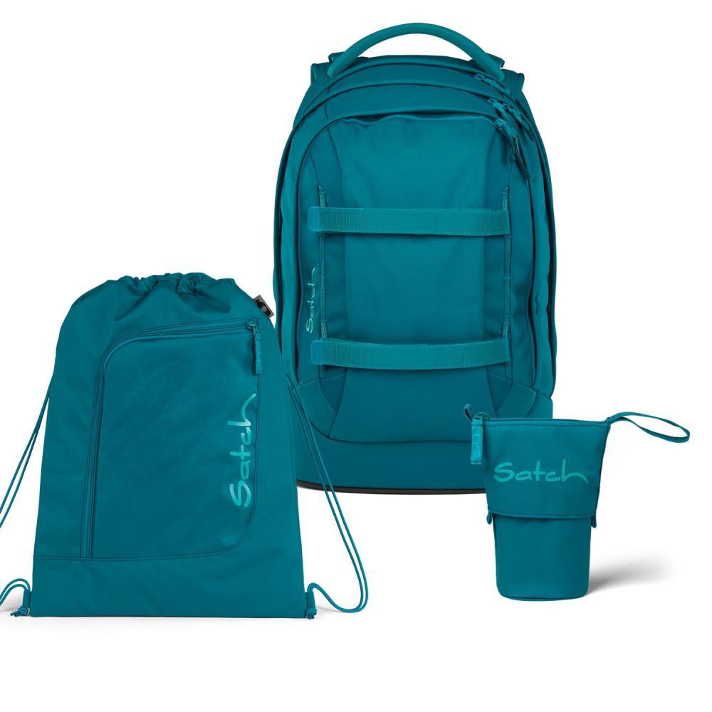 Satch Pack Deep Petrol Pencil Slider Light Edition Schulrucksack Set 3tlg.