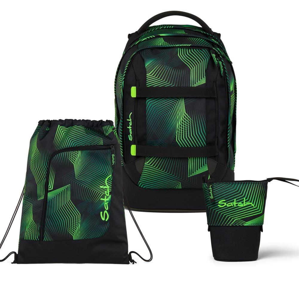 Satch Pack Seismic Green Pencil Slider Light Edition Schulrucksack Set 3tlg.