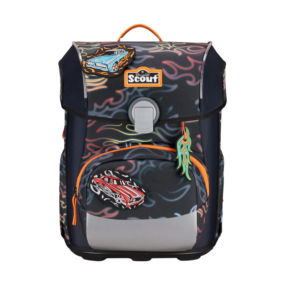 Scout Exklusiv Neo Safety Light Flames Schulranzen Set 5tlg.