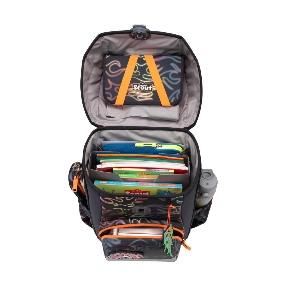 Scout Exklusiv Neo Safety Light Flames Schulranzen Set 5tlg.