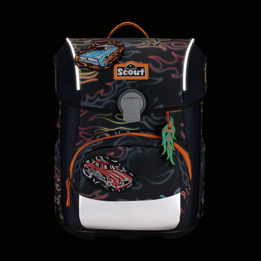 Scout Exklusiv Neo Safety Light Flames Schulranzen Set 5tlg.