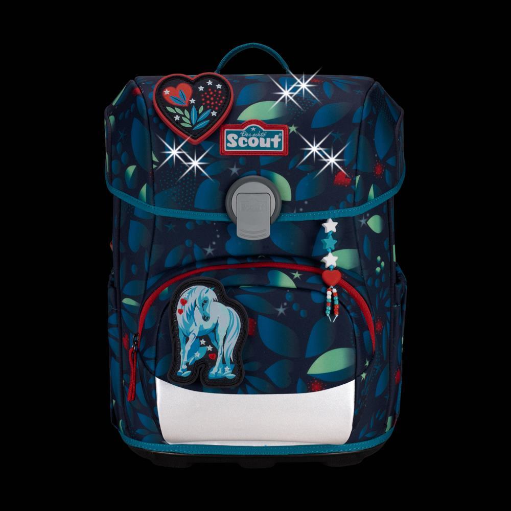 Scout Exklusiv Neo LED White Unicorn Schulranzen Set 4tlg.
