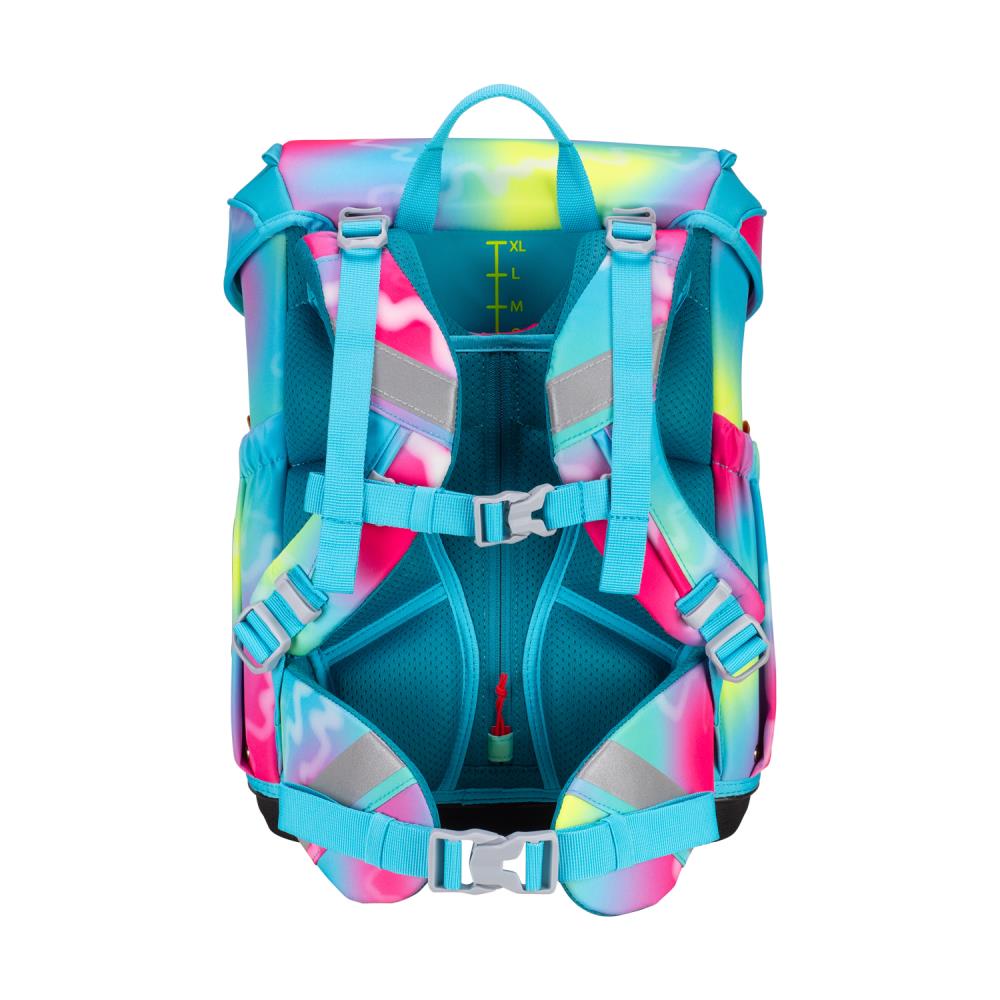 Scout Exklusiv Neo Safety Light Happy Rainbow Schulranzen Set 5tlg.
