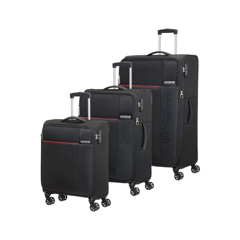 American Tourister Fun Cruise Black Red Koffer/Trolley Set 3tlg.
