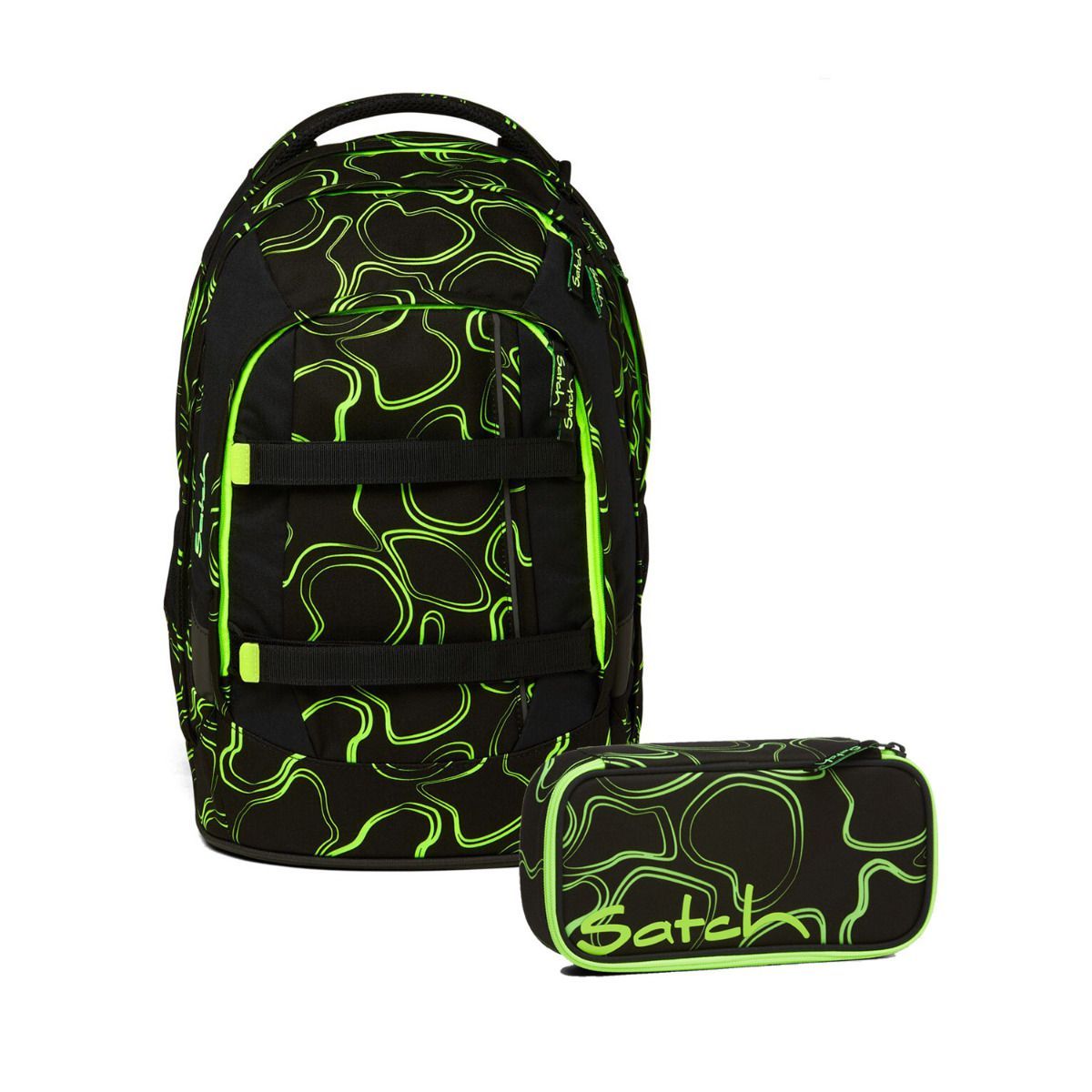 Satch Pack Green Supreme Schulrucksack Set 2tlg.