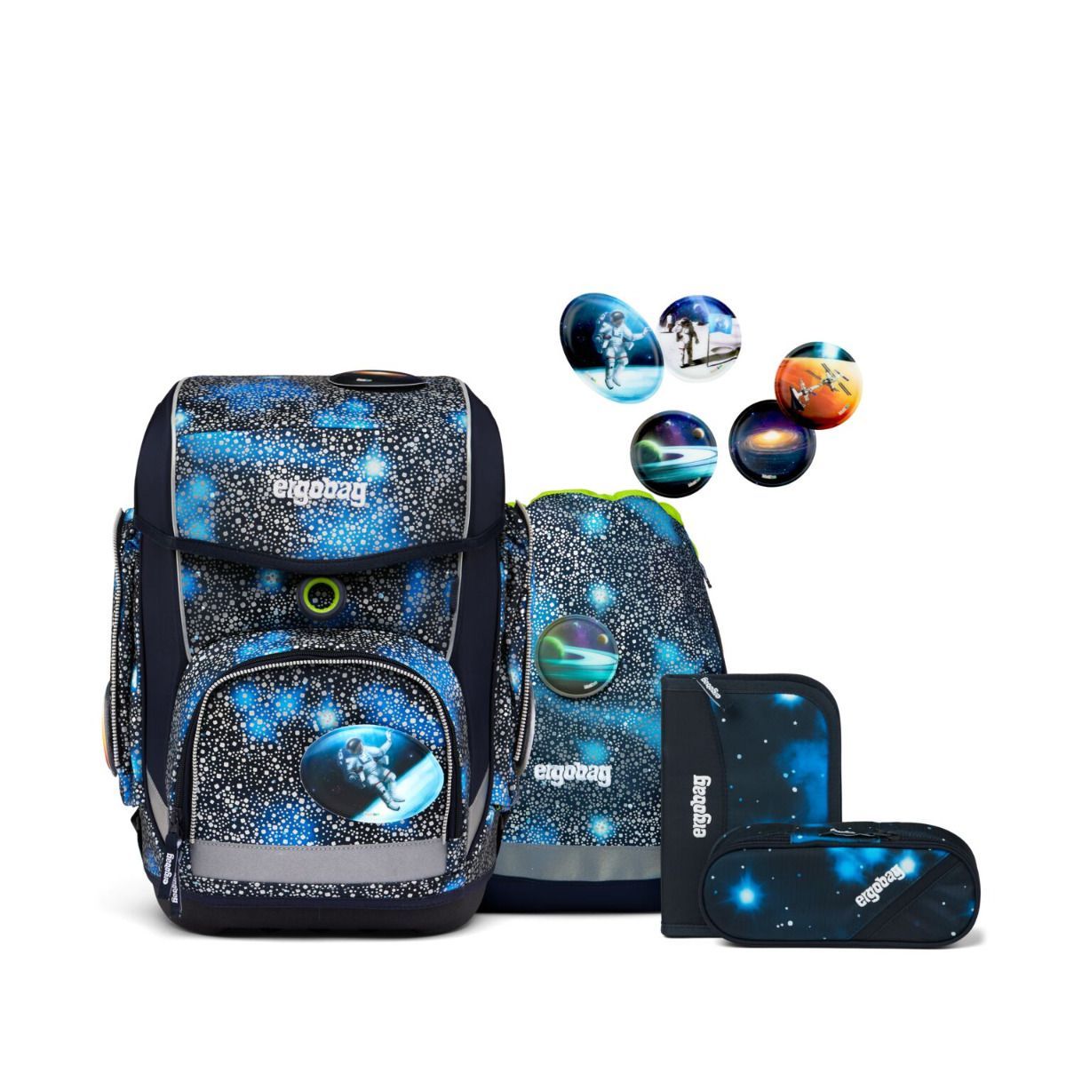 Ergobag Cubo Bär Anhalter durch die Galaxis Super Reflex Glow Edition Schulranzen Set 5tlg.