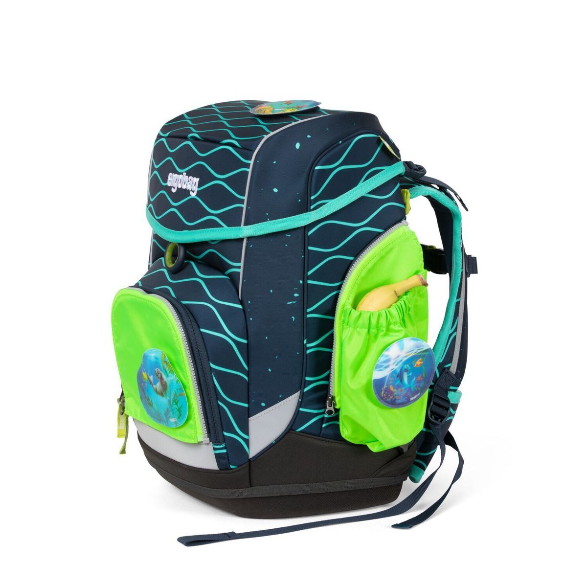 Ergobag Sicherheitsset Grün Fluoreszierende Zip-Seitentaschen 3tlg.