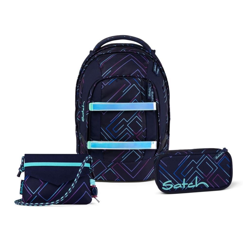 Satch Pack Purple Laser Beauty & The School Edition Schulrucksack Set 3tlg.