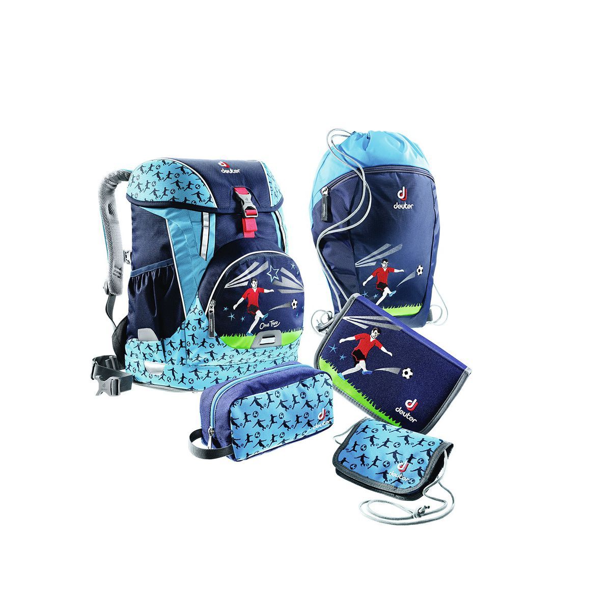 Deuter OneTwo Sneaker Bag Navy Soccer Schulranzen Set 5tlg.