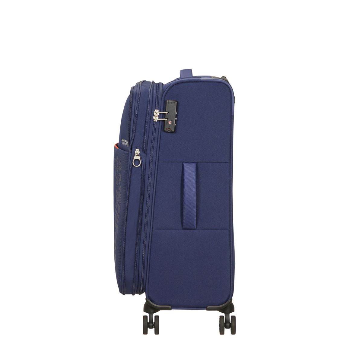 American Tourister Fun Cruise Navy Orange 4 Doppelrollen Trolley M 68cm