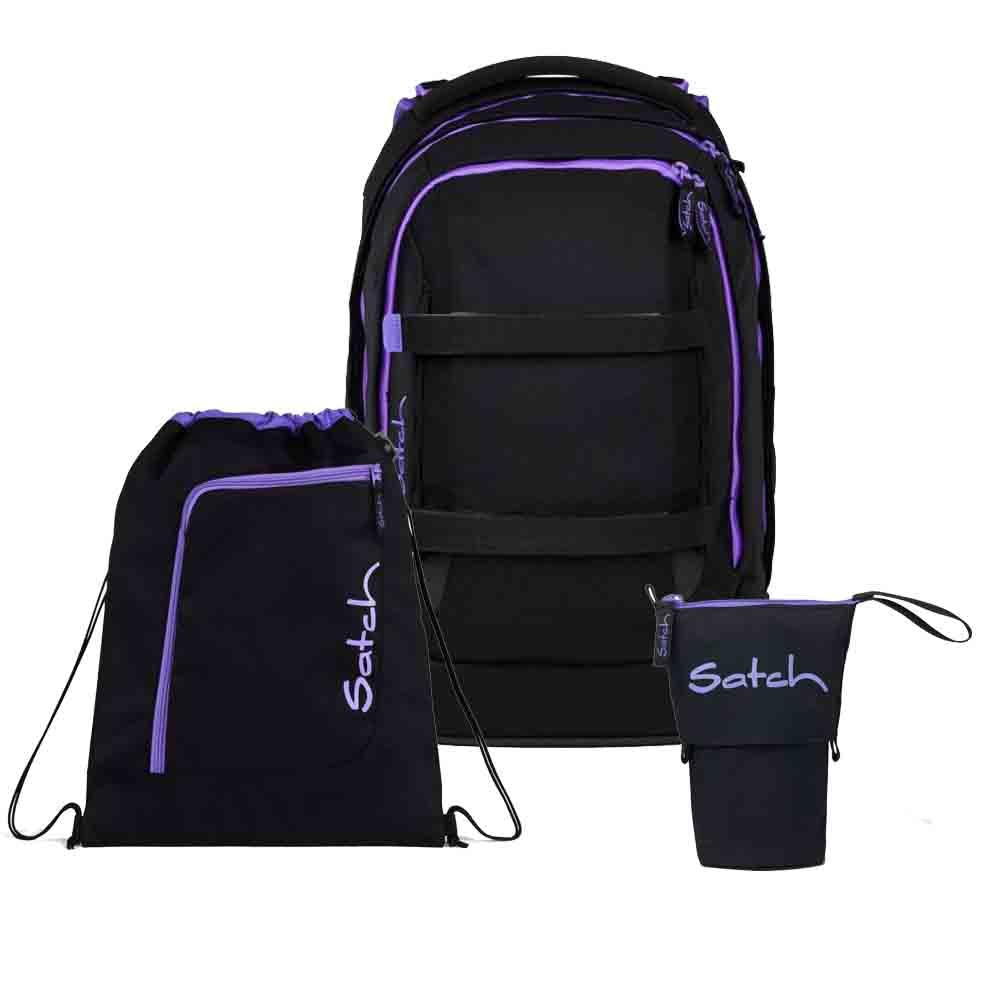Satch Pack Purple Phantom Pencil Slider Light Edition Schulrucksack Set 3tlg.