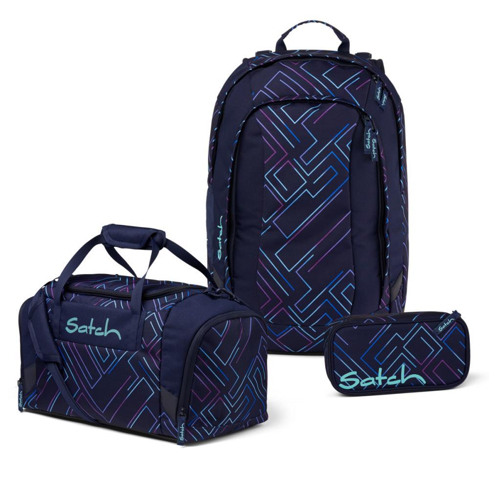 Satch Air Purple Laser Schulrucksack Set 3tlg.