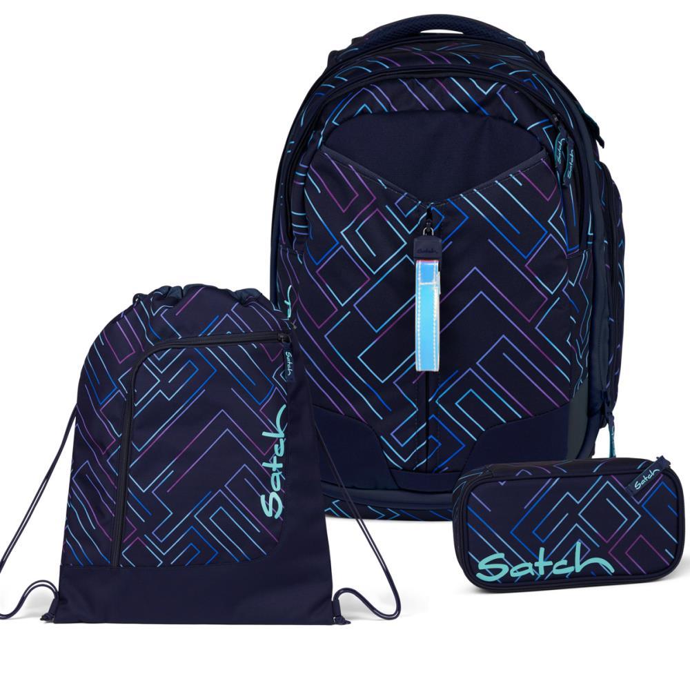 Satch Match Purple Laser Schulrucksack Set 3tlg.