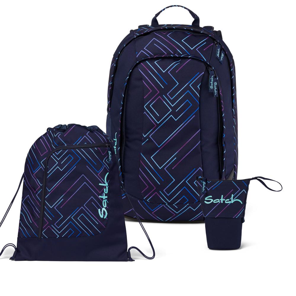 Satch Air Purple Laser Pencil Slider Light Edition Schulrucksack Set 3tlg.