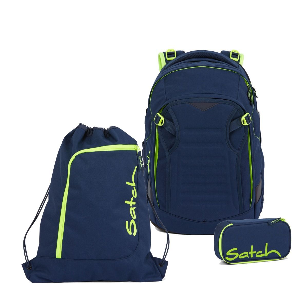 Satch Match Toxic Yellow Schulrucksack Set 3tlg.