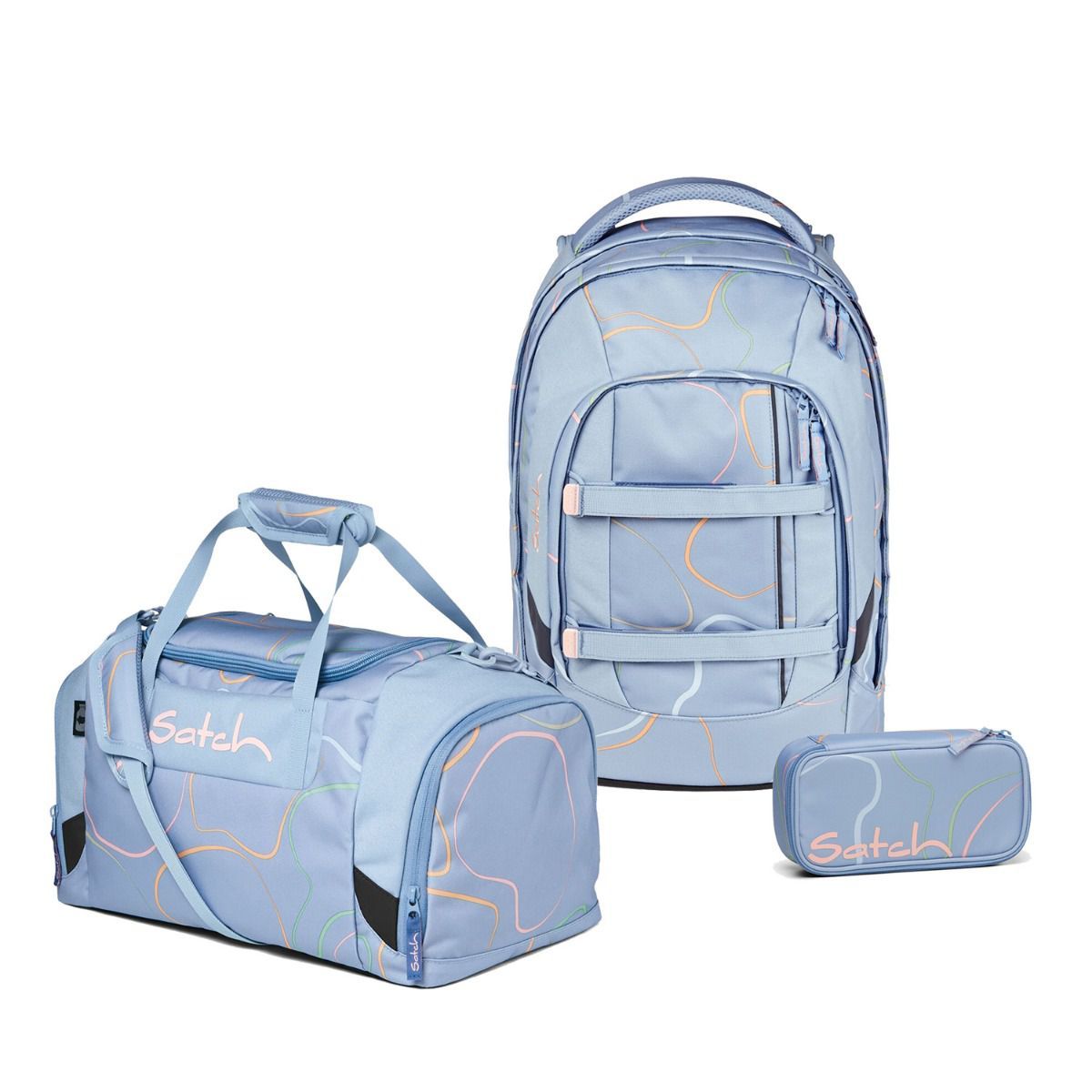 Satch Pack Vivid Blue Schulrucksack Set 3tlg.